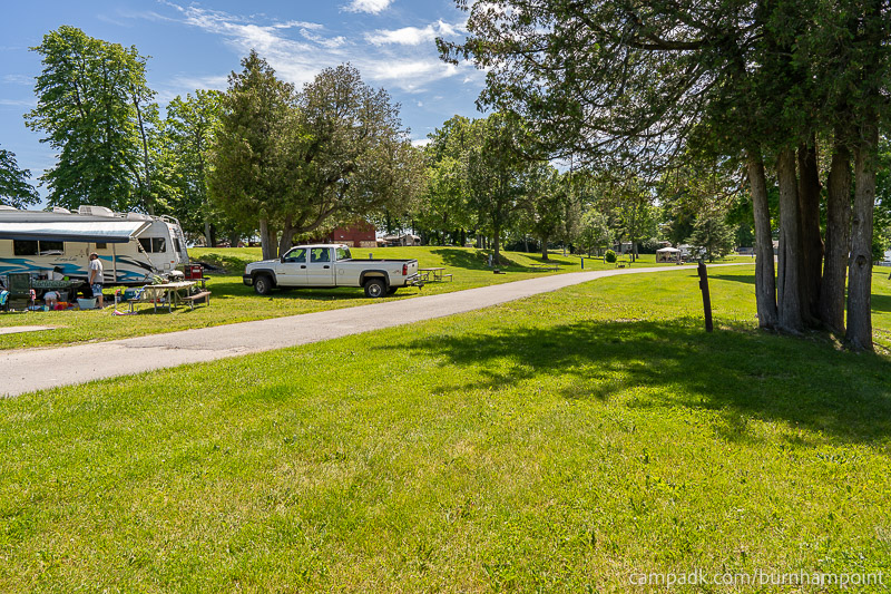 Campsite Photo of Site 47 at Burnham Point State Park, New York - Looking Back Towards Road