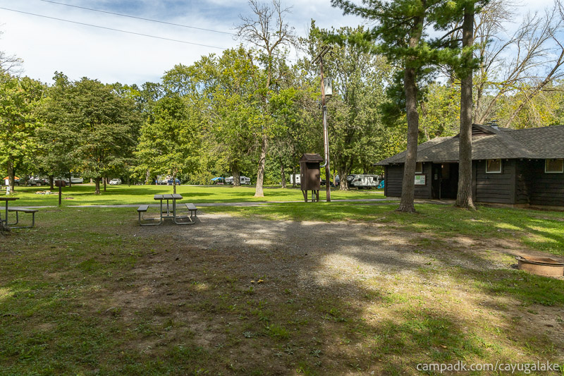 Campsite Photo of Site 12 at Cayuga Lake State Park, New York - Looking Back Towards Road