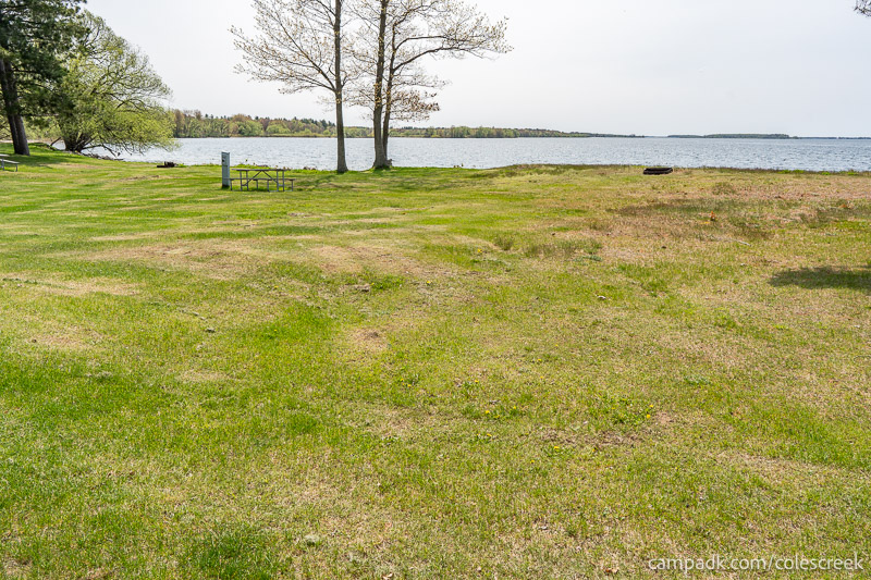 Campsite Photo of Site 83 at Coles Creek State Park, New York - Looking at Site from Road Sign Visible