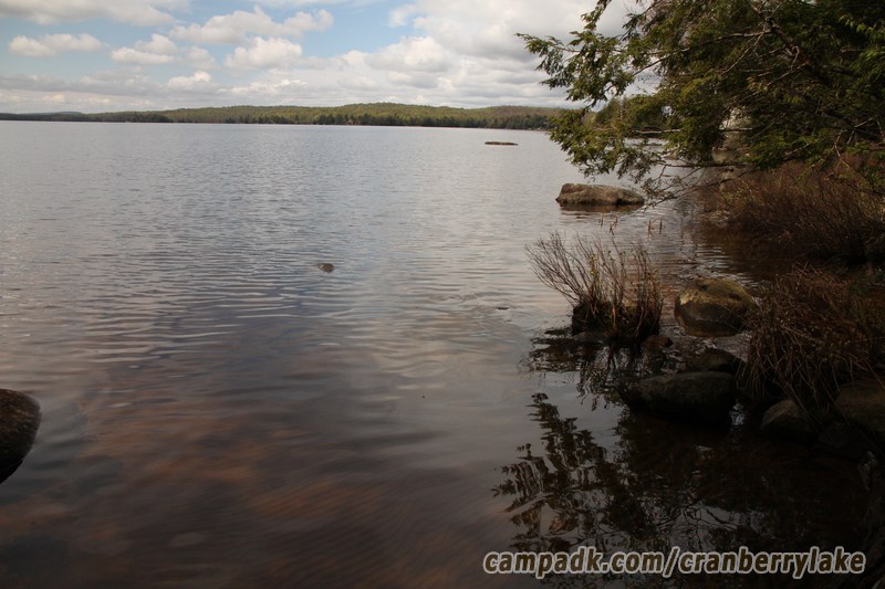 Campsite Photo of Site 45 at Cranberry Lake Campground, New York - View from Shoreline