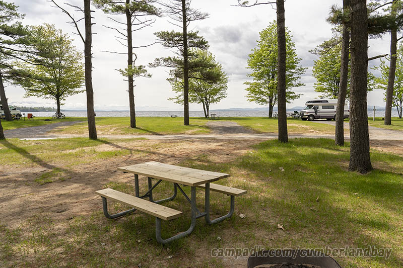 Campsite Photo of Site 52 at Cumberland Bay State Park, New York - Looking Back Towards Road