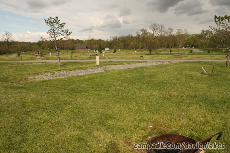 Campsite Photo of Site 114 at Darien Lakes State Park, New York - Looking Back Towards Road