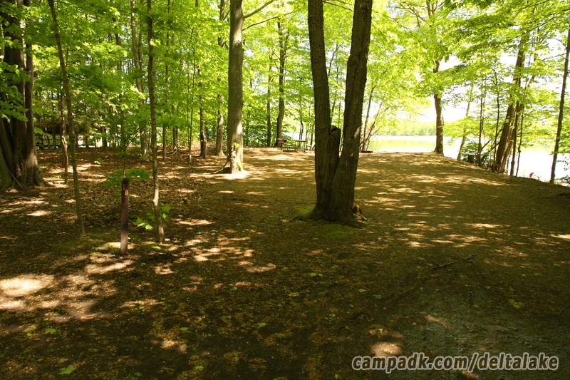 Campsite Photo of Site 10 at Delta Lake State Park, New York - Looking at Site from Road Sign Visible