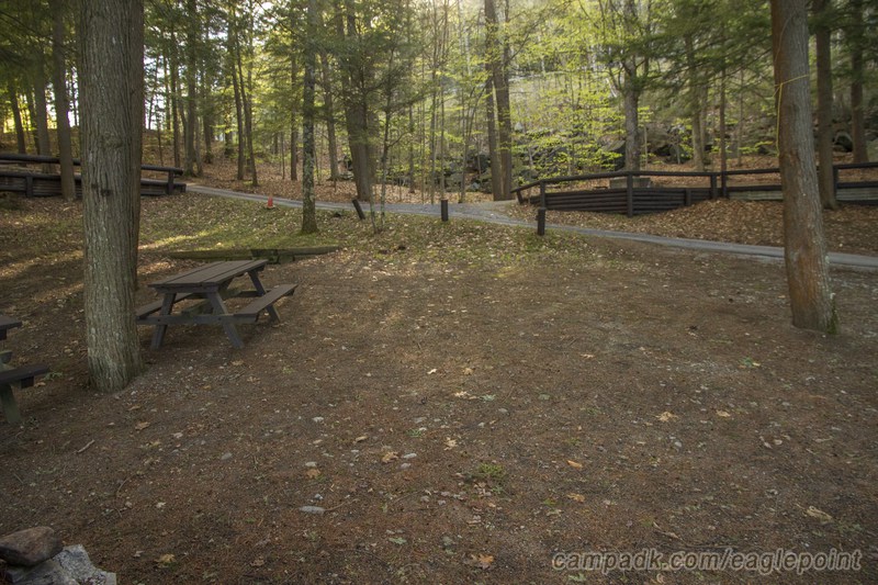 Campsite Photo of Site 57 at Eagle Point Campground, New York - Looking Back Towards Road