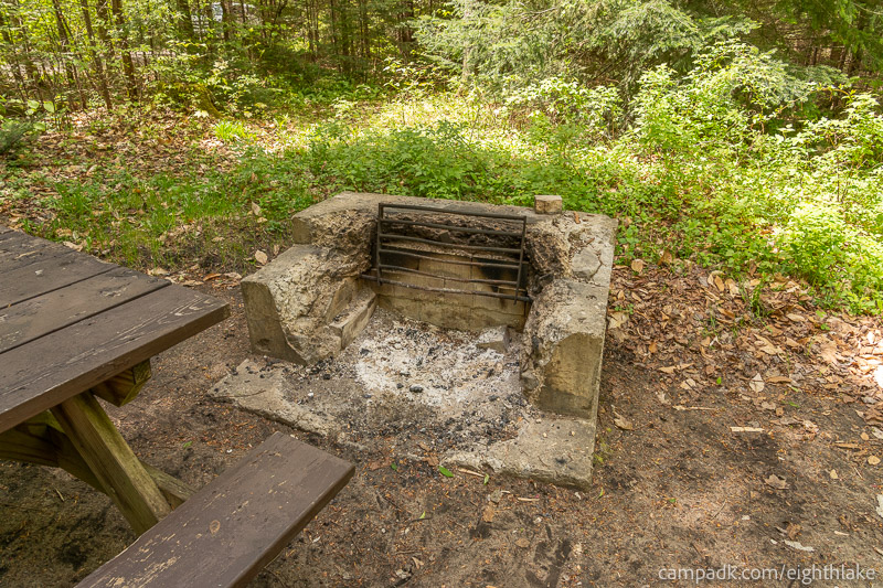 Campsite Photo of Site 25 at Eighth Lake Campground, New York - Fireplace View
