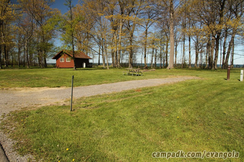 Campsite Photo of Site 37 at Evangola State Park, New York - Looking at Site from Road Sign Visible