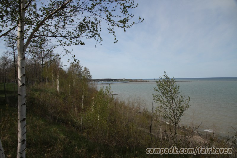 Campsite Photo of Site 261 at Fair Haven Beach State Park, New York - View from Shoreline