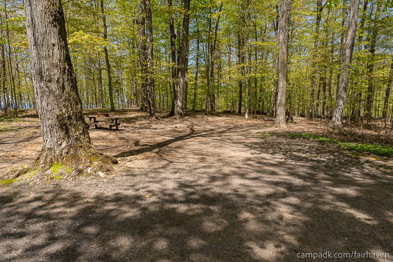 Campsite Photo of Site 75 at Fair Haven Beach State Park, New York - Looking at Site from Part Way In
