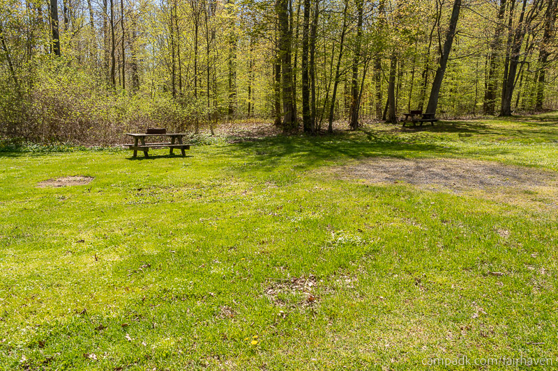 Campsite Photo of Site 261 at Fair Haven Beach State Park, New York - Looking at Site from Road