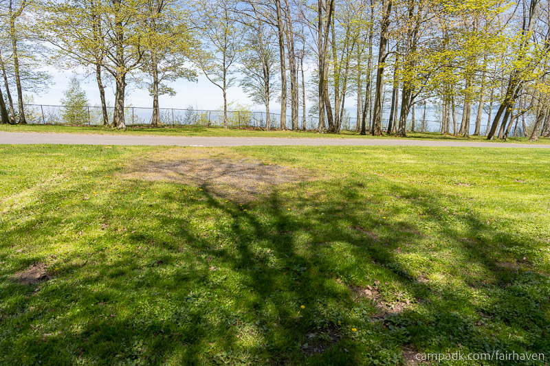 Campsite Photo of Site 261 at Fair Haven Beach State Park, New York - Looking Back Towards Road