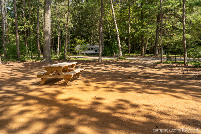 Campsite Photo of Site 1 at Fish Creek Pond Campground, New York - Looking Back Towards Road