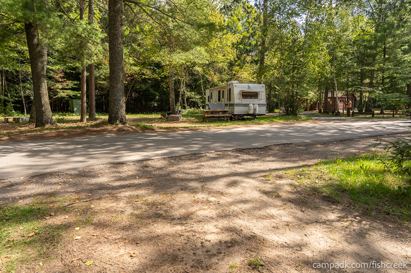 Campsite Photo of Site 1 at Fish Creek Pond Campground, New York - Looking Back Towards Road