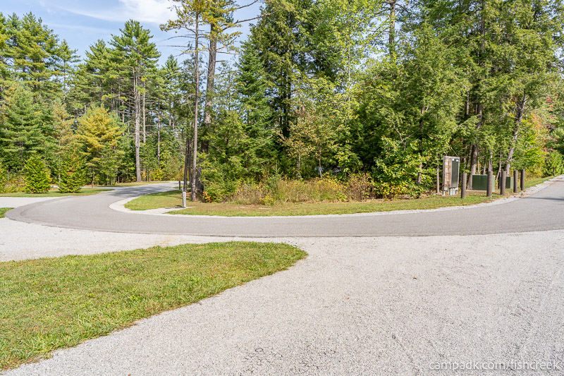 Campsite Photo of Site R44 at Frontier Town Campground, New York - Looking Back Towards Road