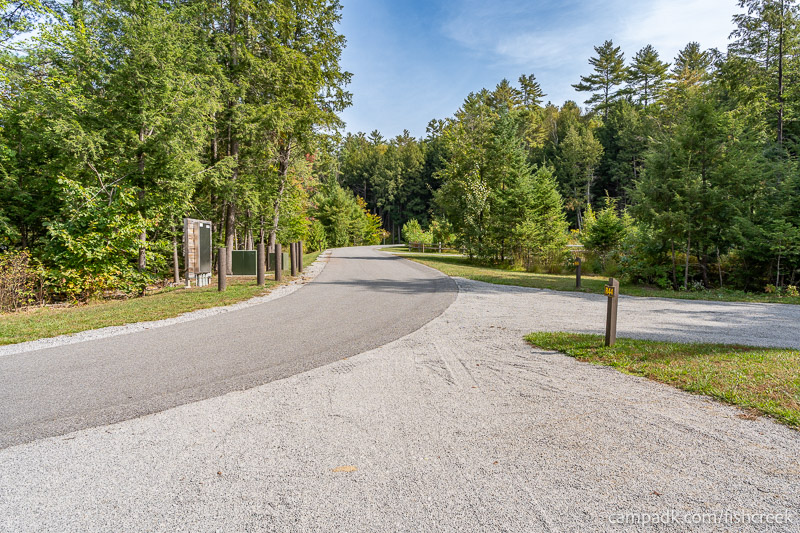 Campsite Photo of Site R44 at Frontier Town Campground, New York - Looking Back Towards Road