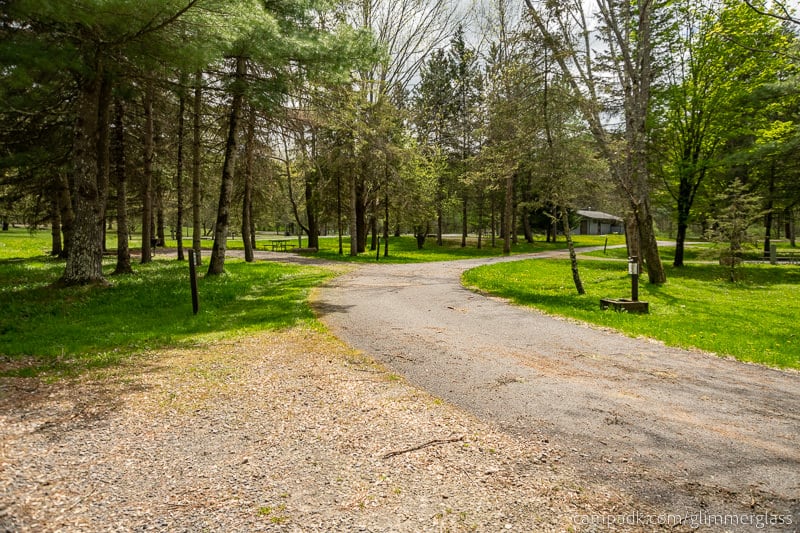 Campsite Photo of Site 7 at Glimmerglass State Park, New York - Looking Back Towards Road