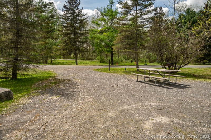 Campsite Photo of Site 35 at Glimmerglass State Park, New York - Looking Back Towards Road