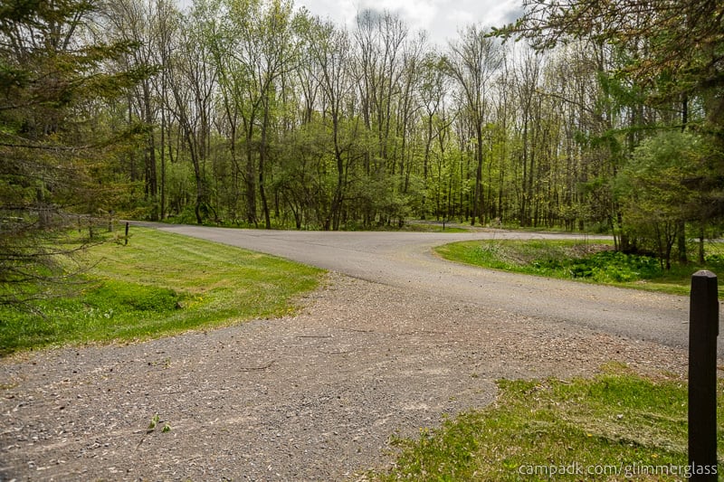 Campsite Photo of Site 35 at Glimmerglass State Park, New York - Looking Back Towards Road