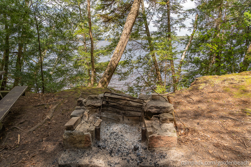 Campsite Photo of Site 200 at Golden Beach Campground, New York - Fireplace View
