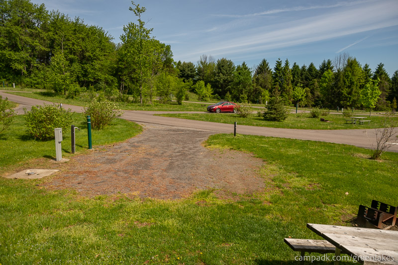 Campsite Photo of Site P29 at Green Lakes State Park, New York - Looking Back Towards Road