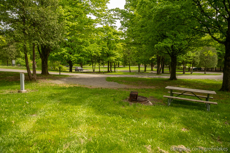 Campsite Photo of Site 116 at Green Lakes State Park, New York - Looking Back Towards Road