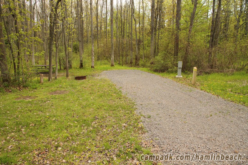 Campsite Photo of Site 4 at Hamlin Beach State Park, New York - Looking at Site from Road