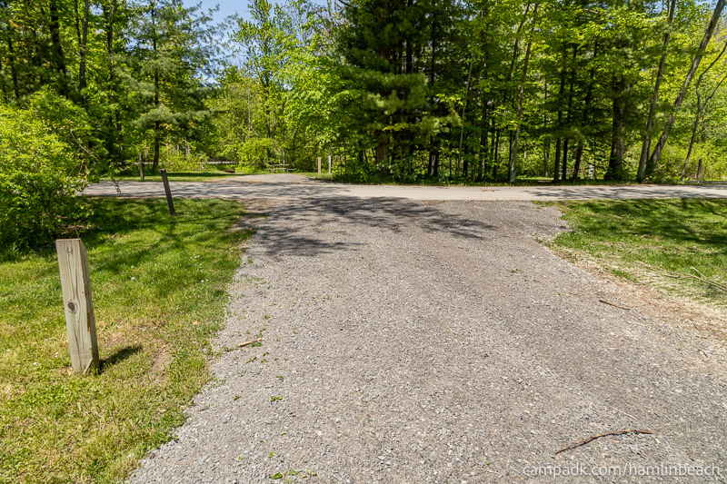 Campsite Photo of Site 4 at Hamlin Beach State Park, New York - Looking Back Towards Road