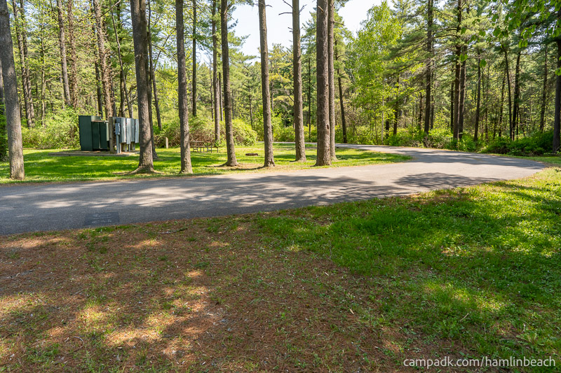 Campsite Photo of Site 216 at Hamlin Beach State Park, New York - Looking Back Towards Road