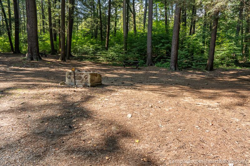 Campsite Photo of Site 44 at Hearthstone Point Campground, New York - Looking at Site from Road Sign Visible