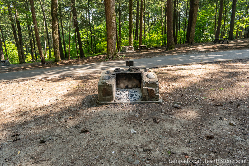 Campsite Photo of Site 44 at Hearthstone Point Campground, New York - Fireplace View