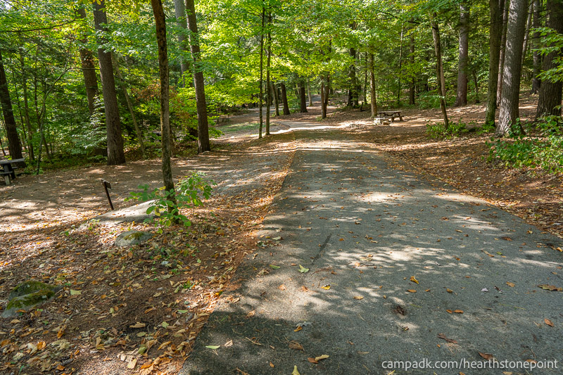 Campsite Photo of Site 105 at Hearthstone Point Campground, New York - View Down Road from Campsite