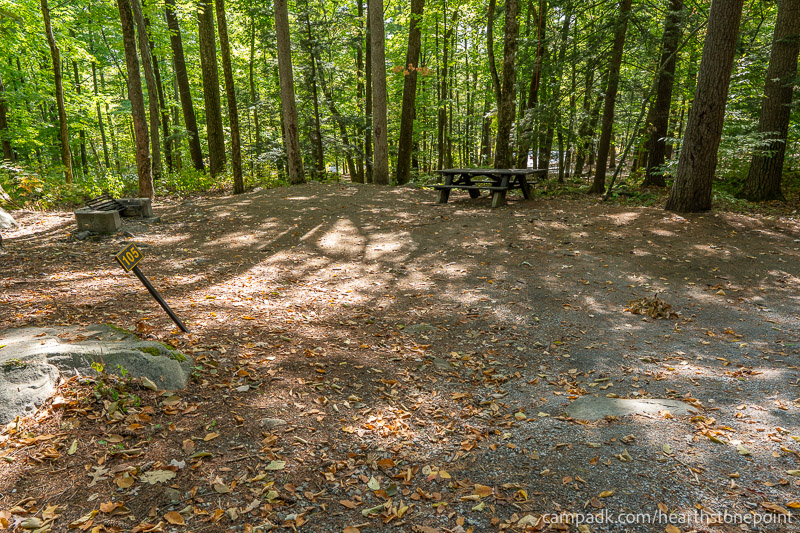Campsite Photo of Site 105 at Hearthstone Point Campground, New York - Looking at Site from Road Sign Visible