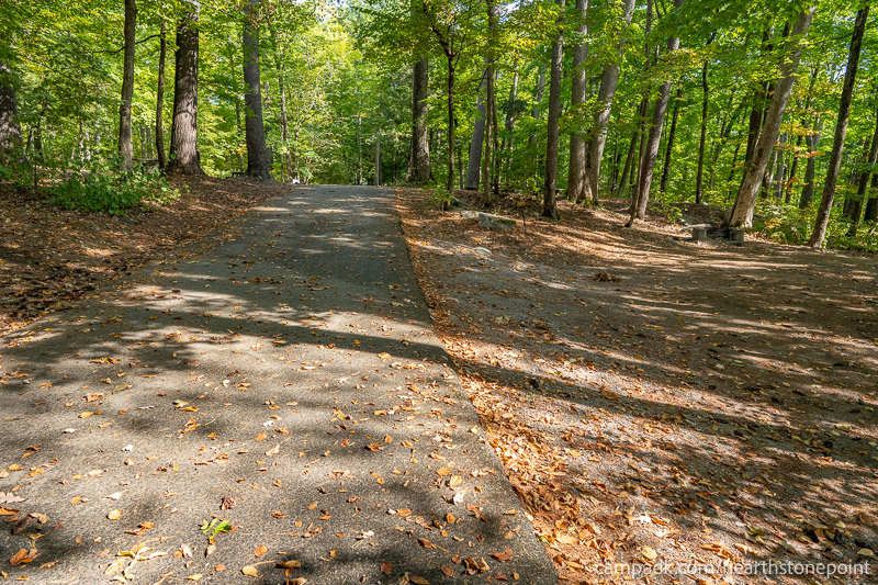 Campsite Photo of Site 105 at Hearthstone Point Campground, New York - View Down Road from Campsite