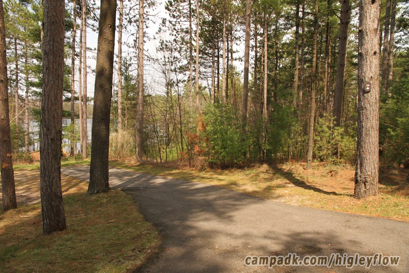 Campsite Photo of Site 34 at Higley Flow State Park, New York - Looking at Site from Road Sign Visible