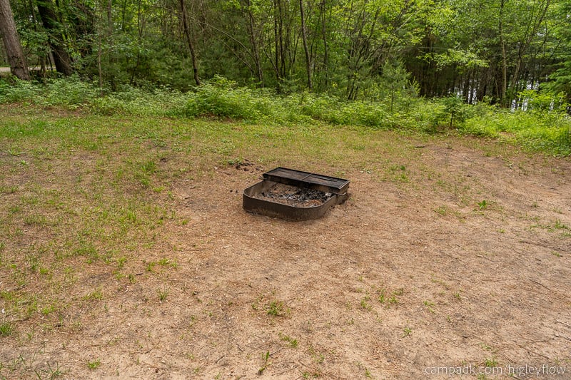 Campsite Photo of Site 34 at Higley Flow State Park, New York - Fireplace View