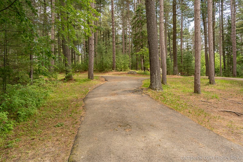 Campsite Photo of Site 34 at Higley Flow State Park, New York - Looking Back Towards Road