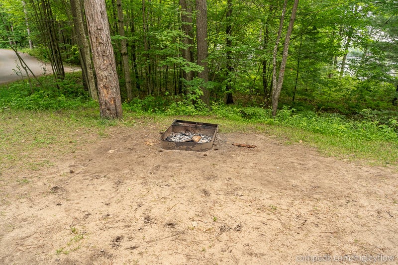 Campsite Photo of Site 94 at Higley Flow State Park, New York - Fireplace View