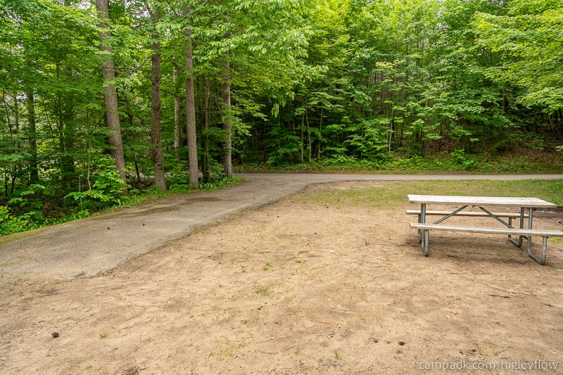 Campsite Photo of Site 94 at Higley Flow State Park, New York - Looking Back Towards Road