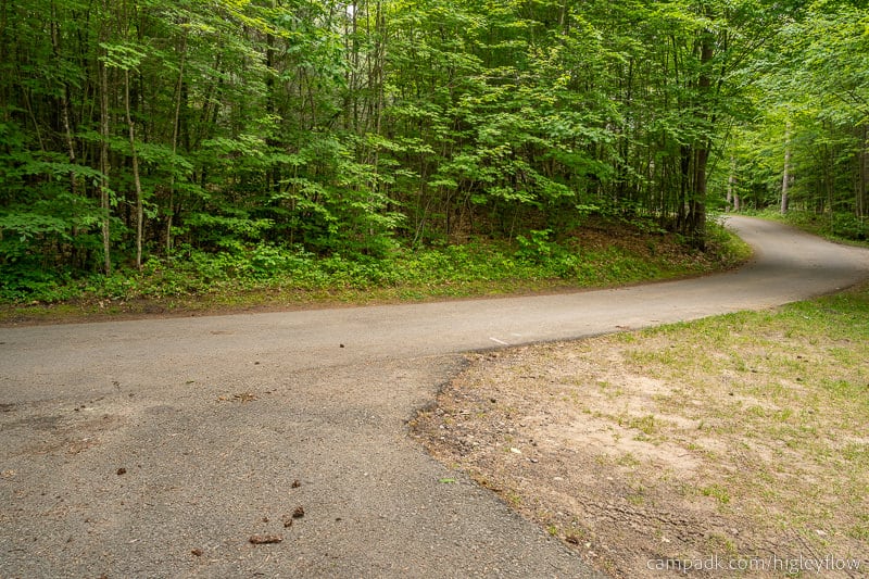 Campsite Photo of Site 94 at Higley Flow State Park, New York - Looking Back Towards Road