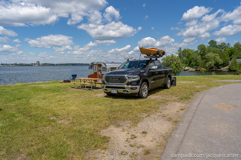 Campsite Photo of Site 111 at Jacques Cartier State Park, New York - Looking at Site from Road Sign Visible