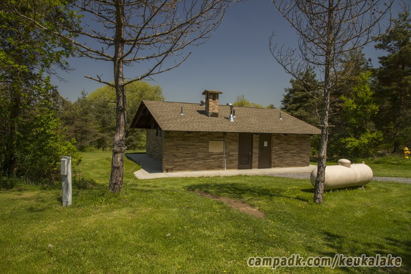 Campsite Photo of Site 134 at Keuka Lake State Park, New York - Washroom Across the Road