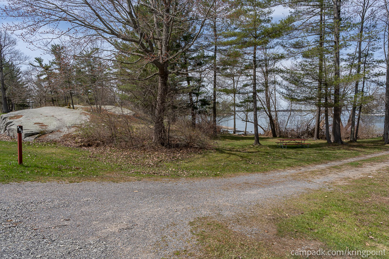 Campsite Photo of Site 2 at Kring Point State Park, New York - Looking at Site from Road Sign Visible