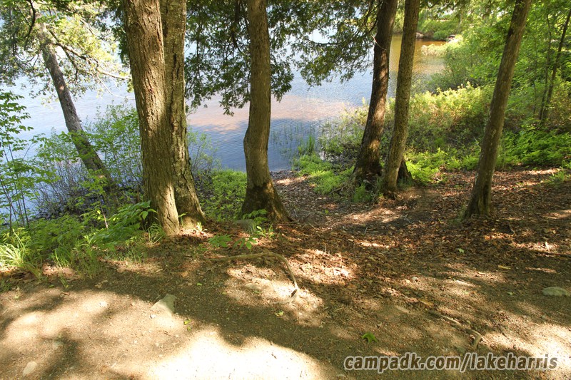 Campsite Photo of Site 39 at Lake Harris Campground, New York - Pathway Down to Water
