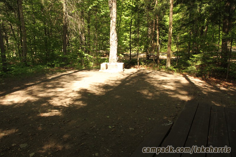 Campsite Photo of Site 51 at Lake Harris Campground, New York - Cross Site View