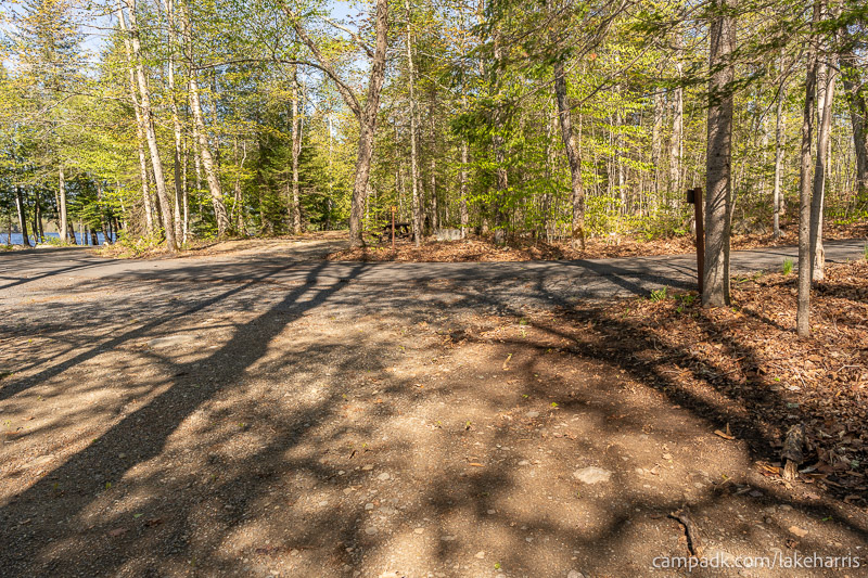 Campsite Photo of Site 39 at Lake Harris Campground, New York - Looking Back Towards Road