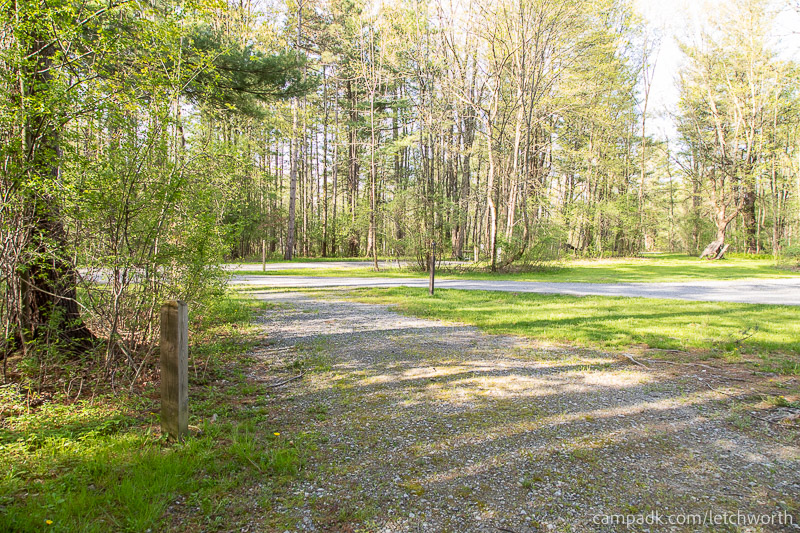Campsite Photo of Site 102 at Letchworth State Park, New York - Looking Back Towards Road