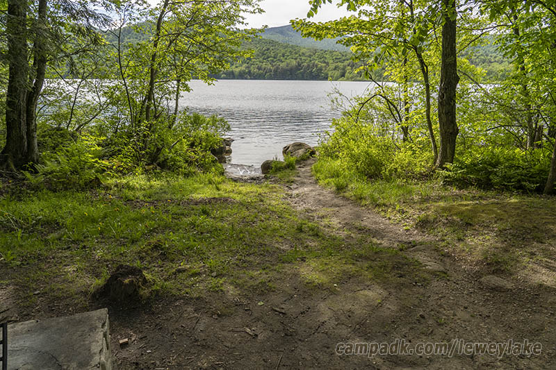 Campsite Photo of Site 111 at Lewey Lake Campground, New York - Pathway Down to Water