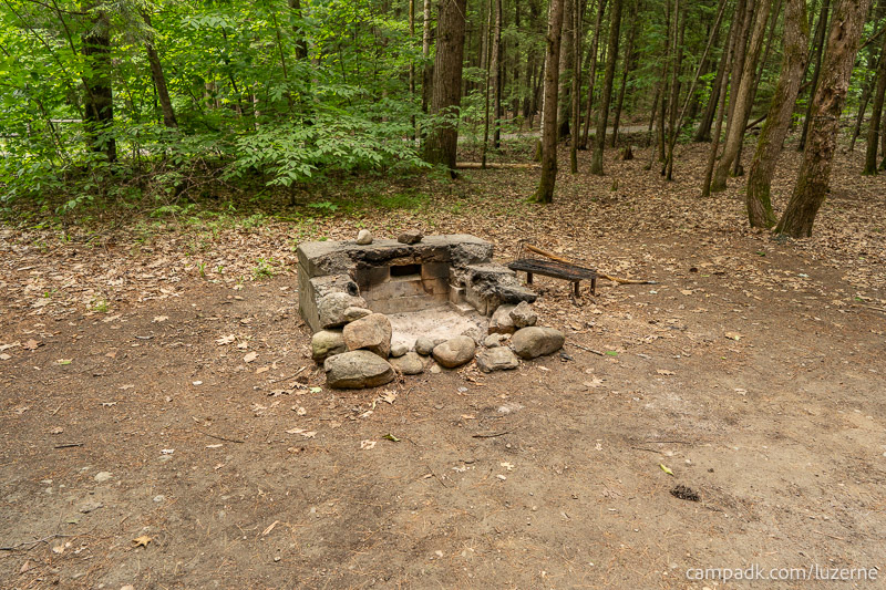 Campsite Photo of Site 78 at Luzerne Campground, New York - Fireplace View