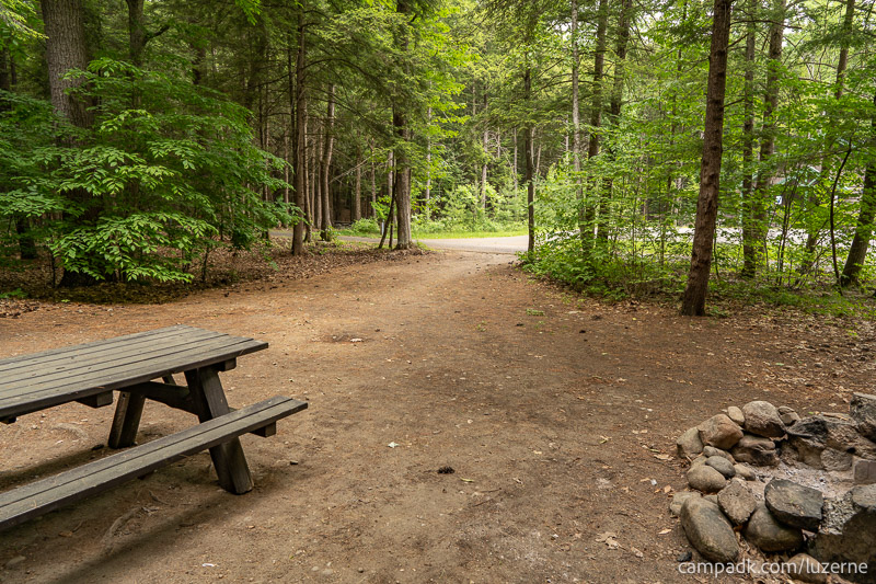 Campsite Photo of Site 78 at Luzerne Campground, New York - Looking Back Towards Road