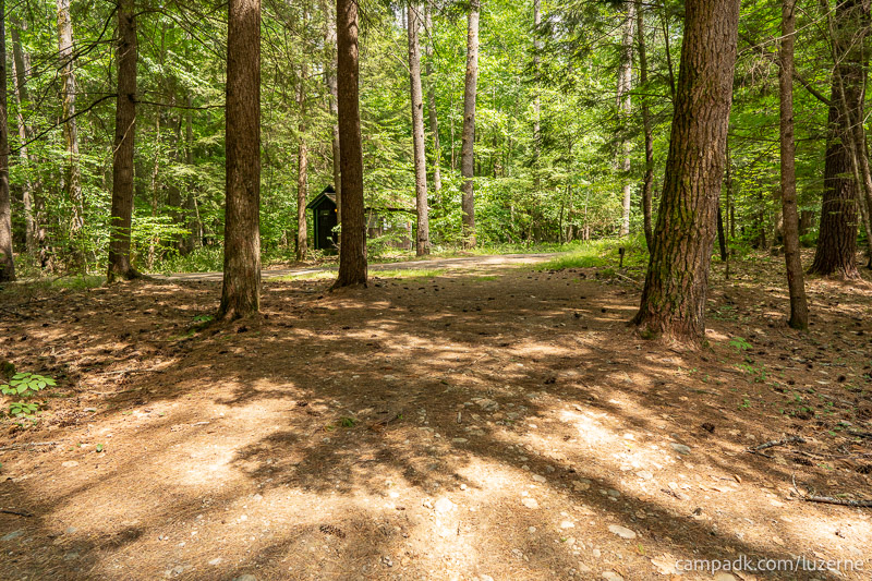 Campsite Photo of Site 138 at Luzerne Campground, New York - Looking Back Towards Road