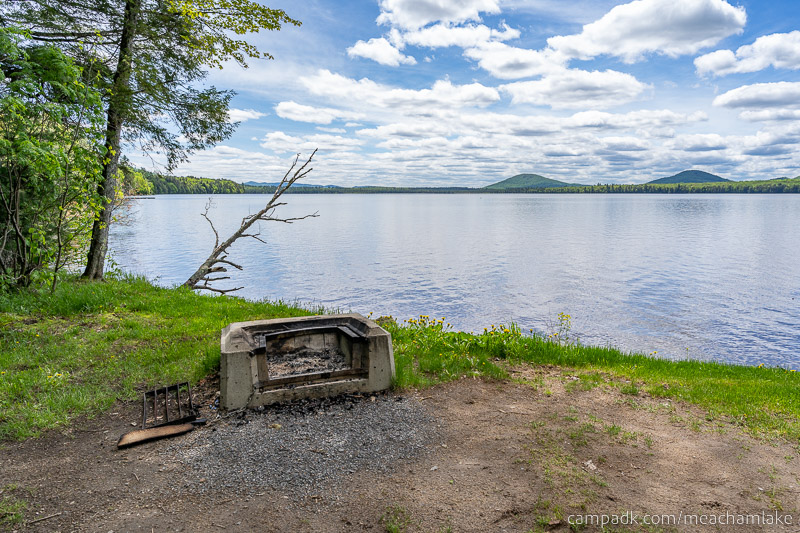 Campsite Photo of Site 166 at Meacham Lake Campground, New York - Fireplace View